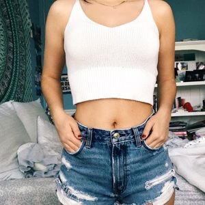White knit crop top - brandy Melville